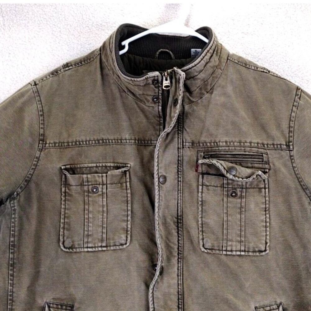 Levi's Men's Olive Green Quilted Lined‎ Cargo Pocket Jacket XL